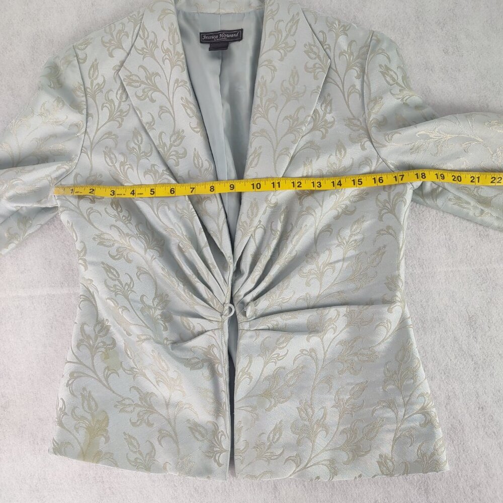 Jessica Howard Evenings 2Pc Sage Jacquard Sheath Dress Jacket Set Size 10 - Picture 11 of 16